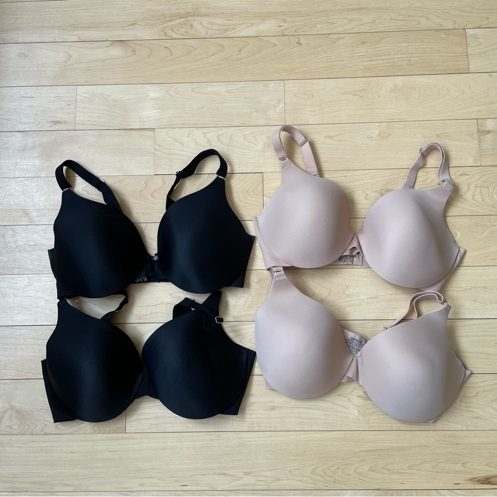 Set of 4 Sleekback Black and Tan Bras from La Vie en Rose 34D